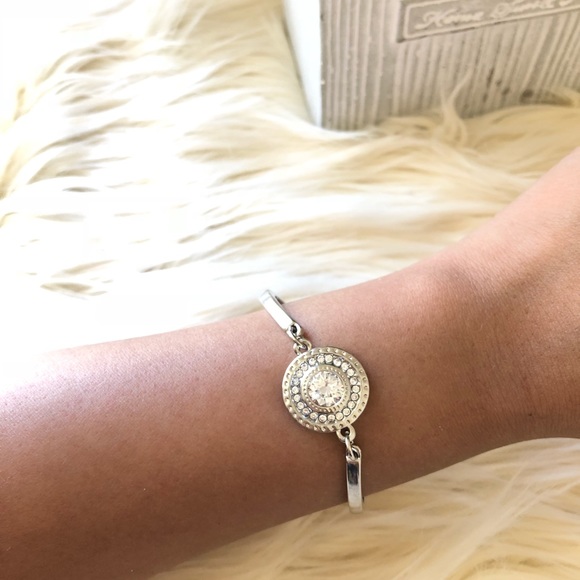 Silver Adjustable Cuff Crystal Center Bracelet - Picture 5 of 5